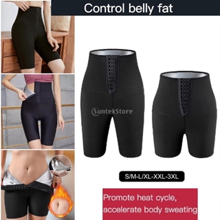 High Waist Compression Tights Shorts กางเกงลดหน้าท้อง กางเกงรีดเหงื่อ รุ่นมีตะขอ กางเกงสลายไขมัน โยคะกีฬา