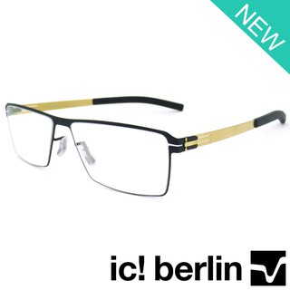 Ic Berlin แว่นตารุ่น 005 C-4 สีดำขาทอง Lars D กรอบเต็ม ขาข้อต่อ วัสดุสแตนเลส สตีล Eyeglass ทางร้านเรามีบริการรับตัดเลนส์