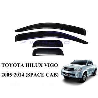 (4ชิ้น) กันสาดประตู โตโยต้า วีโก้ 2ประตู+ แคป ปี 2005-2014 สีดำ กันฝน กันลม Toyota Hilux Vigo SR5 Windshield Visor Cab