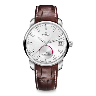 TITONI MASTER SERIES Power Reserve รุ่น 94388 S-ST-578 (หน้าขาว Sunray สายหนัง) ประกันศูนย์ไทย