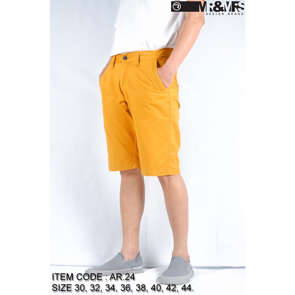 กางเกงขาสั้นผู้ชายสามส่วนทรงสวย Premium quality เนื้อผ้าอย่างดีสินค้าพร้อมส่งจากไทย รุ่น AR.24 (สีเหลือง) mr.mrs.shopp