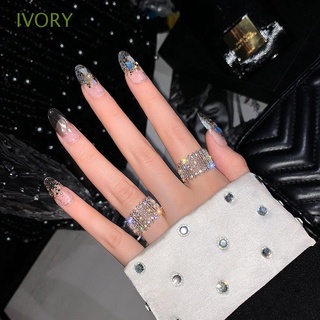 Ivory แหวนนิ้วมือ แบบบิด หลายชั้น ลายเรขาคณิต ปรับได้ สไตล์ฮิปฮอป พังก์ เรียบง่าย สําหรับผู้หญิง