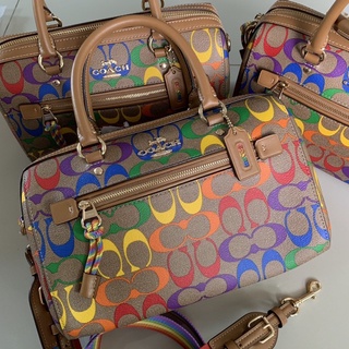 🌈 Coach C4396 Rowan Satchel In Rainbow Signature Canvas