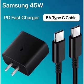 SAMSUNG อะแดปเตอร์สายชาร์จ USB 5A 45W PD Type C เป็น Type-C สําหรับ original S22 Ultra S21 Plus Note20 A90 A71