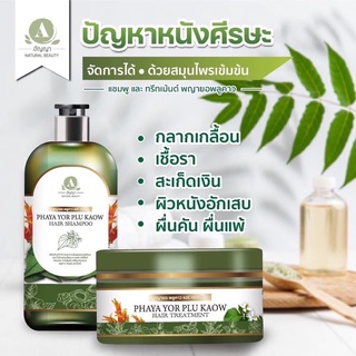 ถูกสุด ของแท้ พร้อมส่ง‼️ ยาสระผมพญายอ 1 ขวดแถมทรีทเม้นท์ 1 กระปุก ขจัดรังแค ลดผมร่วง เชื้อราบนศีรษะ (แชมพู 1 ทรีทเม้น 1)