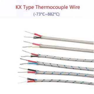 ลวดเทอร์โมคัปเปิล ชนิด KX สเตนเลส ตรวจจับอุณหภูมิ 5 เมตร สายไฟเบอร์กลาส