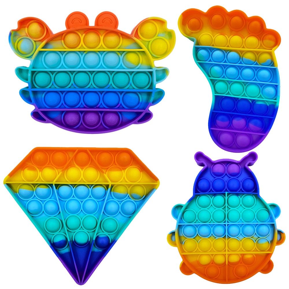 626182601202 ♨Pop Fidget Reliver Stress Toys Rainbow Push It Bubble ...