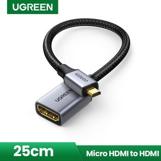 Ugreen  Micro Hdmi Male To Hdmi Female Cable Adapter Adaptor Port Type D Cord(20134,10553)(ยาว 22/25cm)compact(20106)