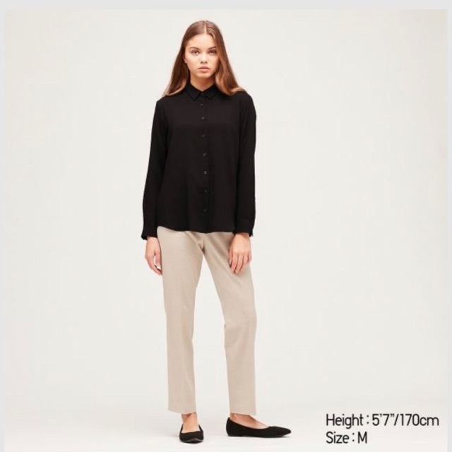 เสื้อเชิ้ตแขนยาว uniqlo (สีดำ) ไซส์ XL