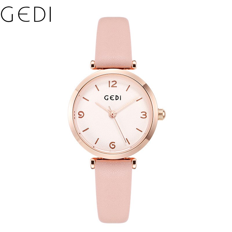 GEDI เกดี สายหนังนาฬิกาผู้หญิงกันน้ํา 5106 ฟรีกล่องของขวัญ