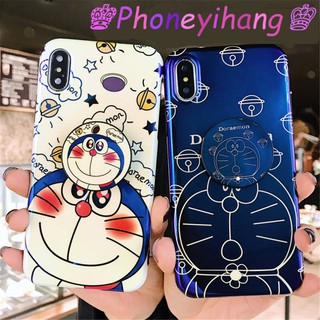 เคสโทรศัพท์มือถือแบบนิ่ม ลายการ์ตูนโดเรม่อน พร้อมที่ตั้งวาง สําหรับ Samsung Galaxy S23 S22 S21 S20 Plus Ultra FE Note 20 Ultra S10 Note 10 Plus Lite