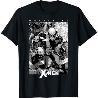 เสื้อยืด พิมพ์ลายการ์ตูน Marvel X-Men Wolverine สีดํา และสีขาว สําหรับผู้ชาย