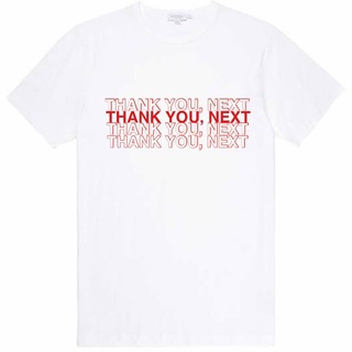 คอตต้อนคอกลม✚เสื้อยืดคอกลม แขนสั้น UNISEX THANK YOU, NEXT ผ้าฝ้าย สีขาว ทุกไซต์S-5XL