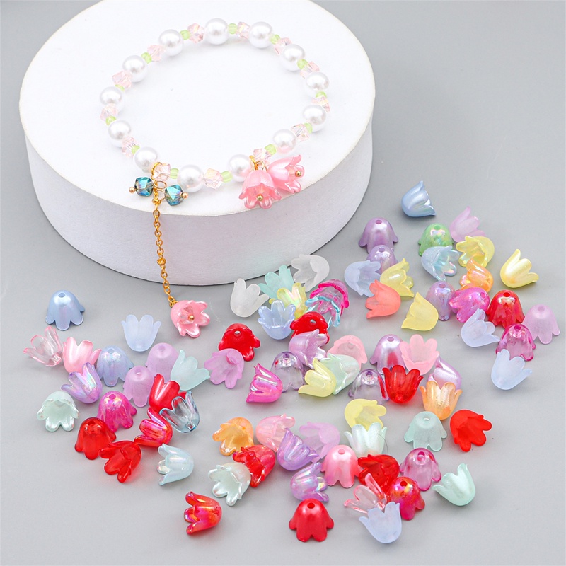 90 ชิ้น/ถุง 11x8 มม.Bell Orchid Lampwork จี้ลูกปัดสําหรับเครื่องประดับทํา DIY สร้อยคอต่างหูอุปกรณ์เสริม