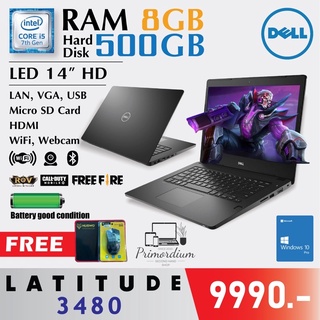 Dell Latitude 3480 I5 Gen7 โน๊ตบุ๊คมือสอง สภาพนางฟ้า /Intel core i5-7200U /Ram 8 GB DDR4 /HDD500GB /จอ HD 14"🔥ปลีก-ส่ง 🔥