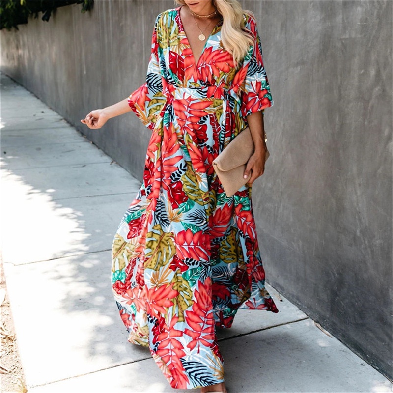 DN0239 แยกสไตล์ Boho บิกินี่ Ups Kaftan Beach Tunic Beach Dress Sarong Plus ขนาด Robe De Plage ชุดว่