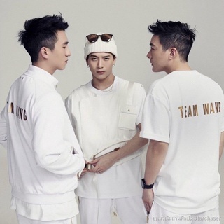 【🔥🔥】🔥🔥Hot Sale‼ ️😎นี่คือฮิปฮอป Jackson Wang Yibo Wang Jiaer สไตล์เดียวกัน TEAM WANG ผ้าฝ้ายแขนสั้นเสื้อยืดแนวโน้มยอ