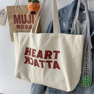 กระเป๋าผ้ามินิมอล HEART ใบใหญ่ เนื้อผ้าหนา ขนาด ยาว43*34*10CM