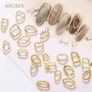 AROMA Girls Nail Art Jewelry Women Frame Nail Sticker 3D Nail Art Decoration 20Pcs/set Hollow Irregular Metal Alloy Japanese DIY Ornament