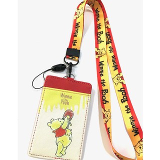 สายคล้องคอ สายคล้องบัตร  ที่ใส่บัตร ลาย หมีพูห์  pooh  WATER A สวยงาม สำหรับ บัตร 6x8 cm (body 7x11cm) สายกว้าง2 cm