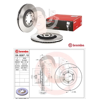 09 B267 10 จานเบรค ล้อ F (ยี่ห้อ BREMBO) รุ่น Std Chevrolet Colorado 4x4, 4x2 (High Ride) ปี 2002-&gt;