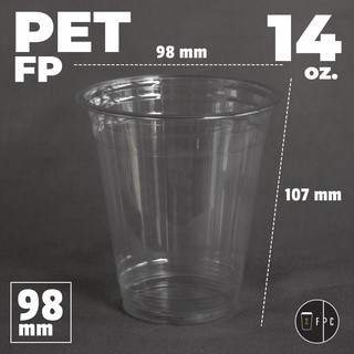 แก้วพลาสติก PET FP - 14oz.  พร้อมฝา [50ชุด] Ø98