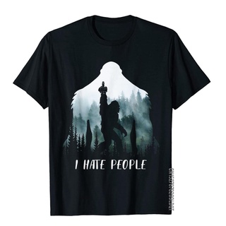 ผ้าฝ้ายแท้เสื้อยืดลําลอง ผ้าฝ้าย แขนสั้น พิมพ์ลาย I Hate People Bigfoot เหมาะกับการตั้งแคมป์ สําหรับผู้ชายS-3XL