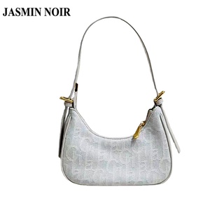 Jasmin NOIR กระเป๋าสะพายไหล่ กระเป๋าถือ ผ้าแคนวาส ลายดวงจันทร์ แฟชั่นเรียบง่าย สําหรับสตรี