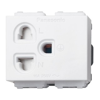 เต้ารับเดี่ยว 3 ขา มีม่านนิรภัย PANASONIC WEGN 1181 สีขาว SINGLE SOCKET WITH SAFETY SHUTTER PANASONIC WEGN 1181 3-PIN WH