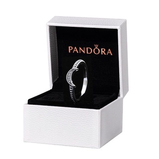 Pandora แหวนเงิน 925 ประดับเพชร เพทาย รูปดวงจันทร์ สไตล์คลาสสิก