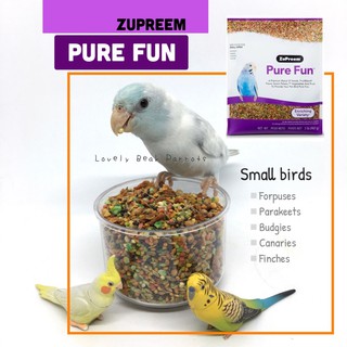 อาหารนก สำเร็จรูป Zupreem Pure fun สูตรขวัญใจนกเล็ก แบบถุงเต็ม 907g. สูตรรวม ผลไม้ ผักและธัญพืช อาหารเสริมนก อาหารนก