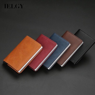 Ielgy กระเป๋าสตางค์ผู้ชาย โลหะอลูมิเนียม ใส่นามบัตรอัตโนมัติ