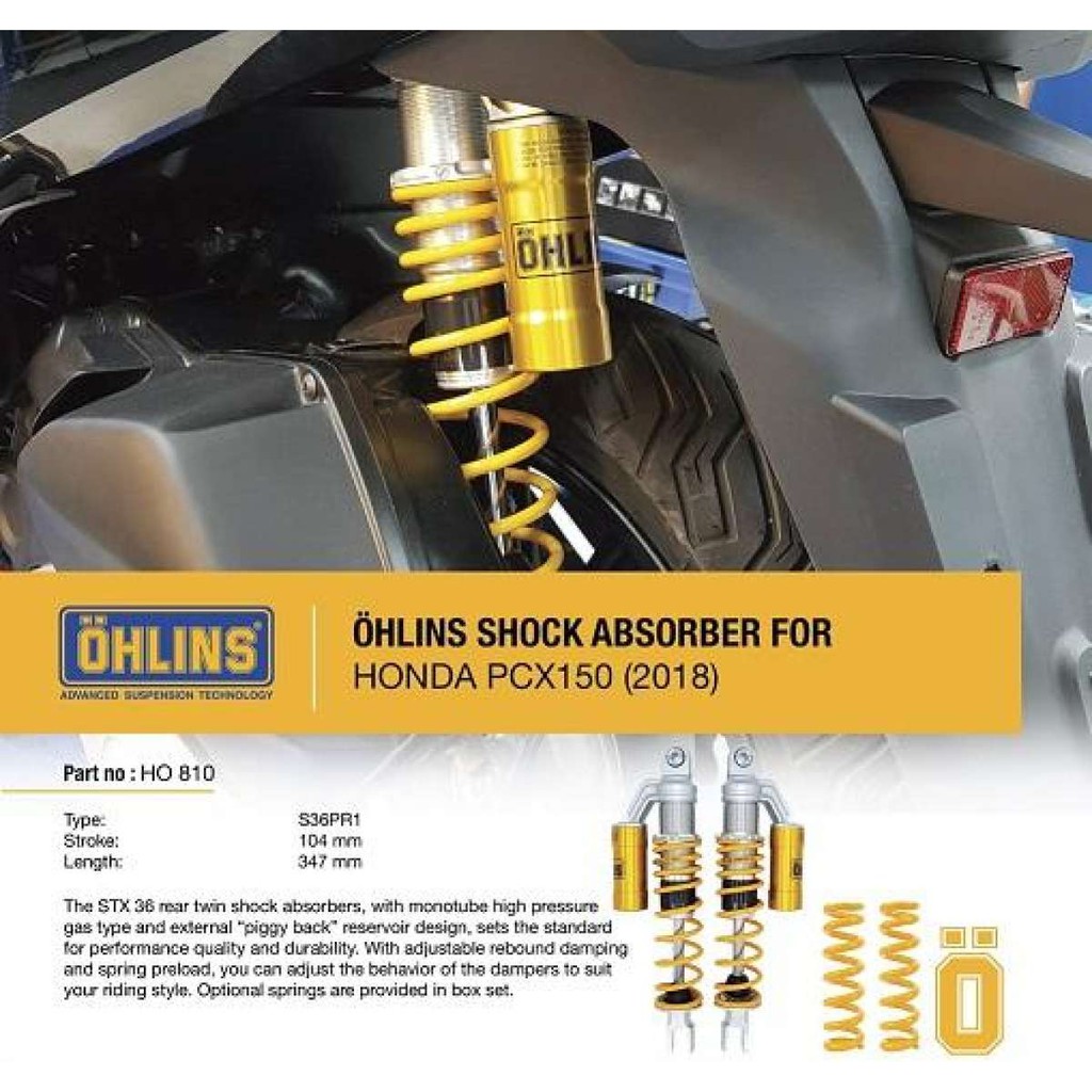 Ohlins โช๊คหลัง สำหรับ Honda PCX150 ปี 2018 (กระปุกบน) (HO810)