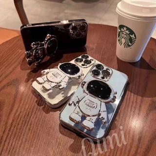 เคสกันกล้อง ขอบทอง พร้อมขาตั้งอวกาศ สำหรับ ไอโฟน 7plus 8plus 11 12 12Pro 12Promax 13 13Pro 13Promax เคสไอโฟน 12 Pro max