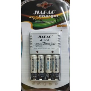 ชุดชาร์จถ่าน Jiabao รุ่น 636 2a 3a 9v พร้อมถ่าน AA 2700 mAh 4ก้อน