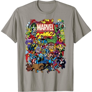 【🔥🔥】100%cotton เสื้อ ยืด ราคา ส่ง Marvel Comics Heroes Group Shot Graphic T-Shirt T-Shirt men เสื้อ ยืด ผู้ชาย คอกลม โ