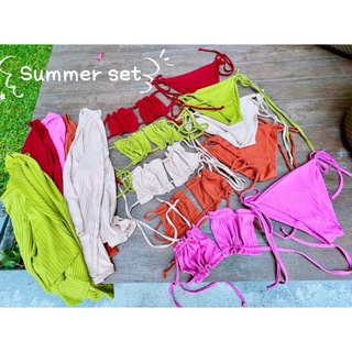 Bikini Summer 🌊🌊เซทบิกินนี่ผ้าร่อง สวยแซ่บ ใส่ได้หลายแบบพร้อมเสื้อคลุม ใส่เล่นน้ำ เลอค่ามากๆคะตัวนี้ ควรมีติดตู้ไว้