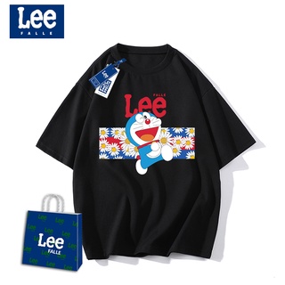 Leefalle เสื้อยืด คอกลม ทรงหลวม แฟชั่นฤดูร้อน สําหรับคู่รักS-5XL