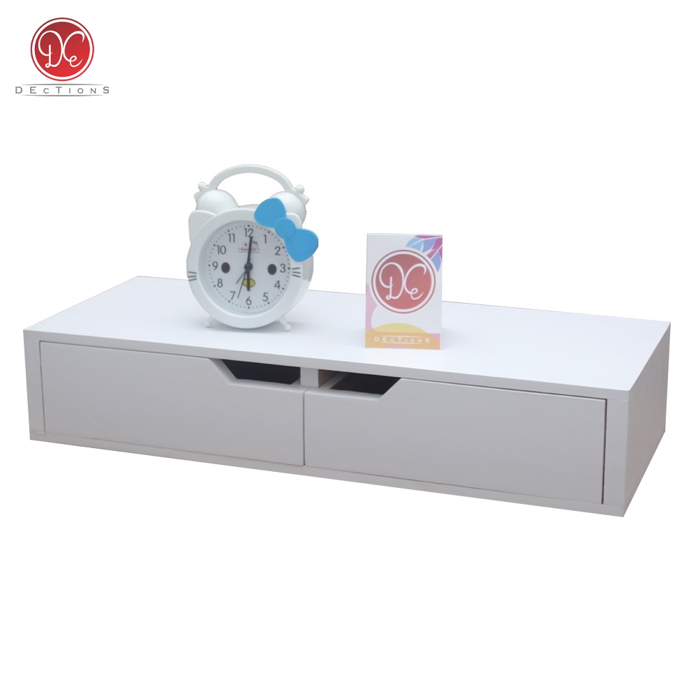 Dections ชั้นวางของลิ้นชักติดผนัง Nightstand 50x20 ซม. 2 ช่อง V Minimalist Floating กล่องเก็บของติดผนัง