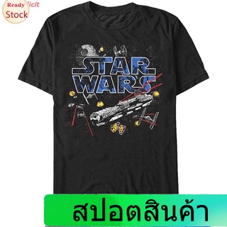 เสื้อยืดแขนสั้น Star Wars Mens Flight Of The Falcon Graphic T-Shirt Mens Womens T-shirts