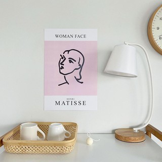 Poster - Woman Face by Henri Matisse (Pink background)