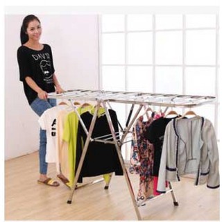 Lunping ราวตากผ้าสแตนเลส แบบพับได้ ราวตากเสื้อผ้า แสตนเลส Stainless Steel Folding Cloth Dryer Stand