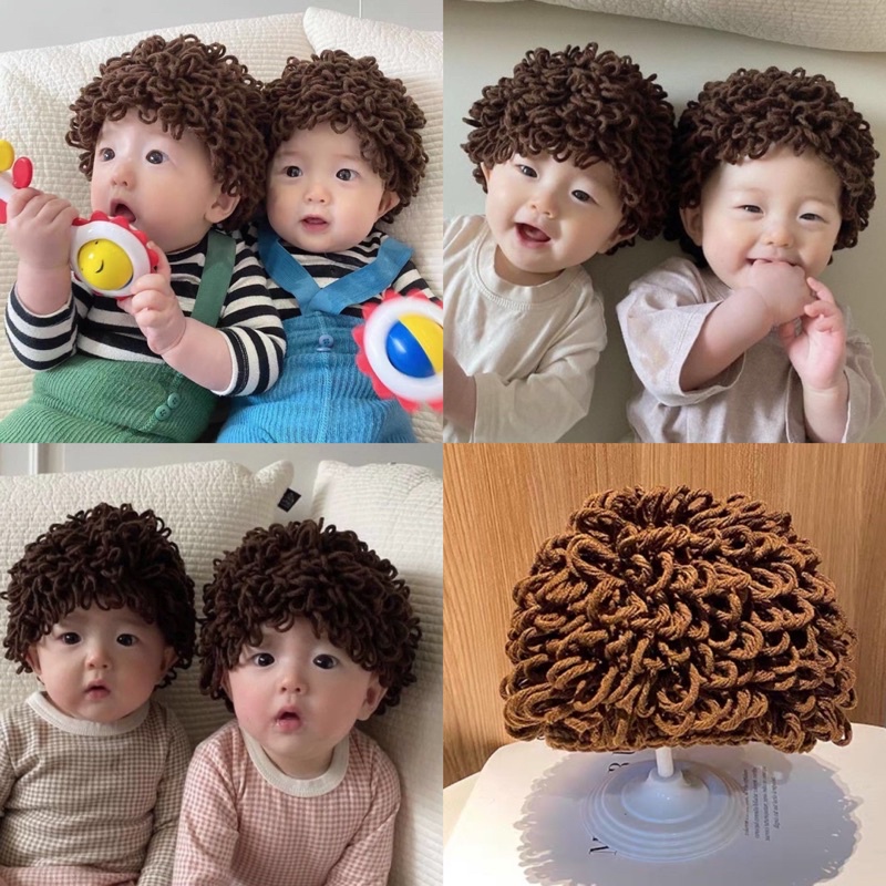 [พร้อมส่ง] หมวกแอฟโฟร่หัวฟูเด็ก แบบไหมพรมเกาหลี ยืดหยุ่นไม่รัดแน่น หนานุ่มพิเศษ