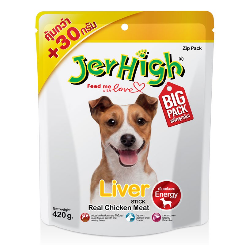 Jerhigh Liver Stick Dog Snack Big Pack 420g (1 bag) เจอร์ไฮ สติ๊ก รสตับ ขนมสำหรับสุนัข บิ๊กแพ็ค ขนาด