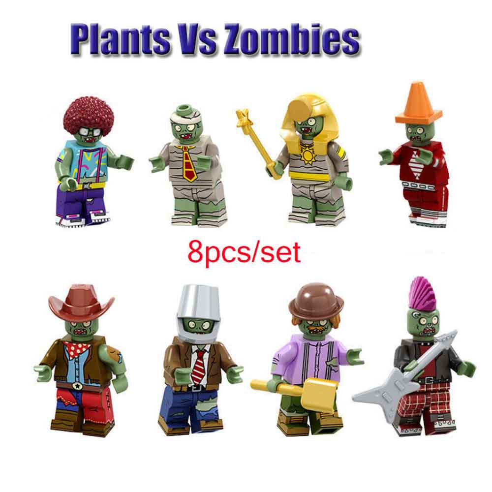 8Pcs Plants Vs Zombies Action Mini Figures Building Block Kids Fit 