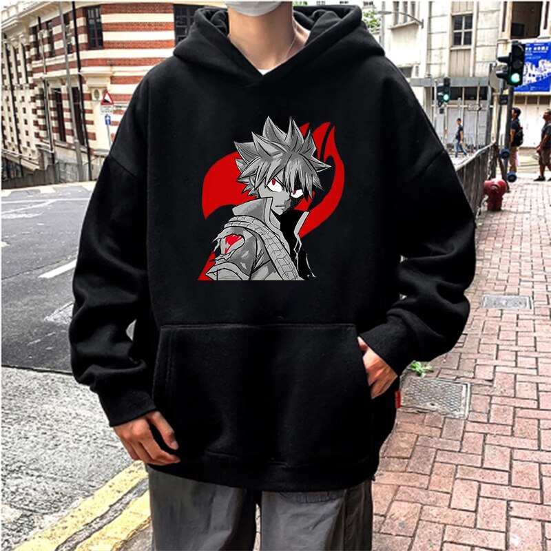 Fairy Tail Hoodies Janpainese อะนิเมะ Natsu มังงะ Hooded เสื้อผู้ชายขนาดใหญ่ฤดูหนาว Warm Unisex Hara