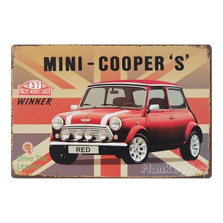 ป้ายสังกะสีวินเทจ Mini Coopers Drive The Legend