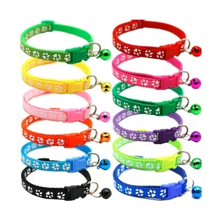 AL-137 ปลอกคอสัตว์เลี้ยง ปลอกคอสุนัข หมา ปลอกคอแมว bell collar มี12สี ปรับขนาดได้ (ลายอุ้งเท้าแฟชั่น) 🔥 พร้อมส่ง 🔥