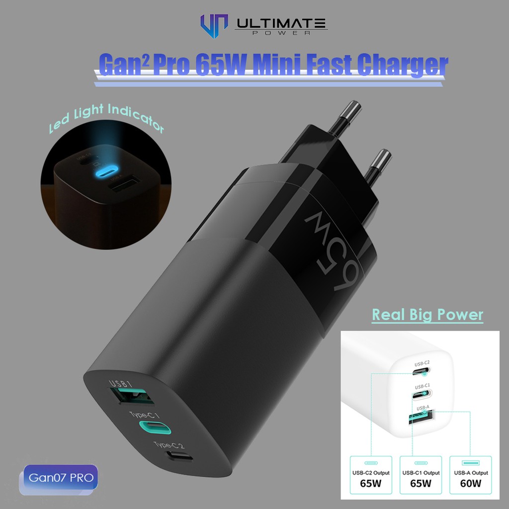 Ultimate Gan 65W Mini Fast Charger Gan07 PRO ของแท้