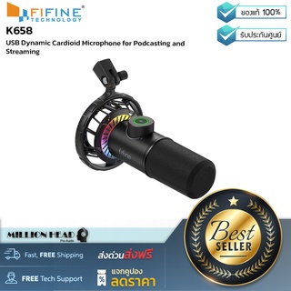 FIFINE : K658 by Millionhead (ไมโครโฟน USB Dynamic รับเสียงแบบ CARDIOID สำหรับการ Streaming และ Podcasting ใช้งานง่าย สามารถติดตั้งได้ทันทีโดย USB type-C)